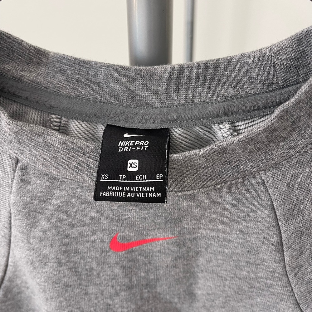 Nike Grey Athletic Top with Pink Swoosh
